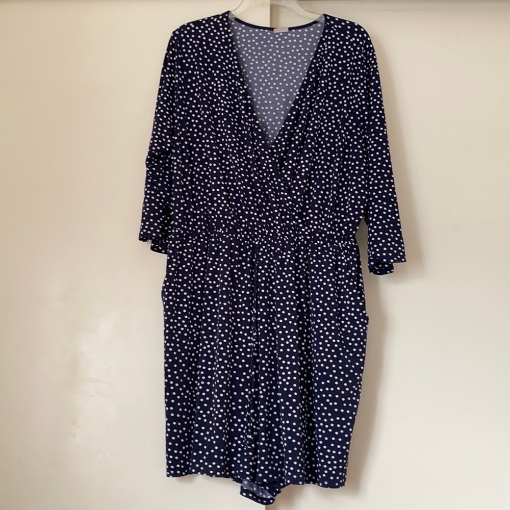 Navy blue polka dot romper